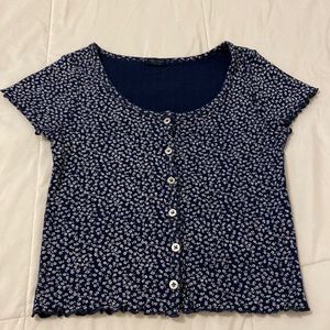 Brandy Melville Blue Floral Zelly Top